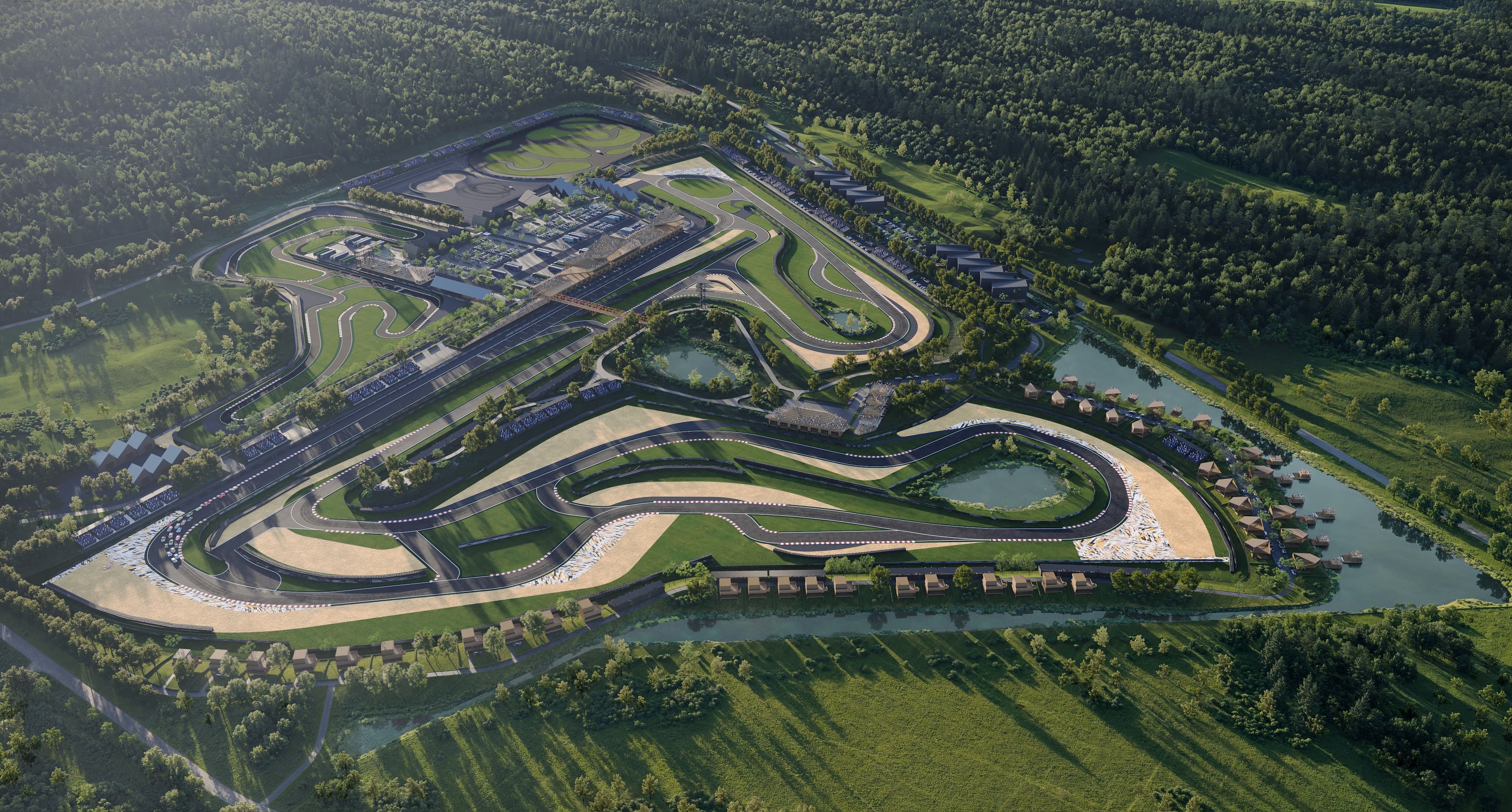 Lithuanian Motorsport Park komplekso vizualizacija iš paukščio skrydžio